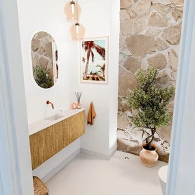 Mondiaz Joya DLux 125cm toiletmeubel ronding links/rechts oak met wastafel faye midden zonder kraangat meli
