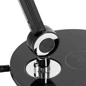 Design tafellamp zwart incl. LED met touch en inductielader - Don