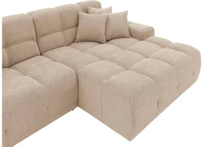 Goossens Excellent Bank Kubus - 30 X 30 Cm Stiksel wit, stof, 1,5-zits, modern design met chaise longue rechts