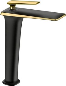 Mexen Purus hoge wastafelkraan, zwart/goud - 745810-75