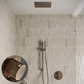 Saniclear Cube Stripes inbouw regendouche rond met inbouw douchekop 30x30cm, glijstang en staafhanddouche verouderd messing
