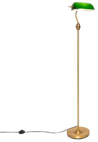 Klassieke notaris vloerlamp brons met groen glas - Banker