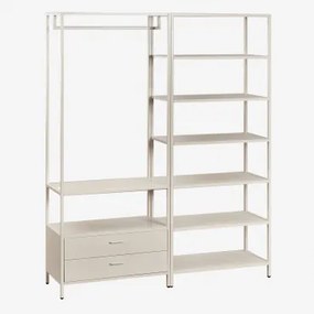Janine 2-delige Open Modulaire Kledingkast Met Lades En Stalen Planken Tapioca Beige - Sklum