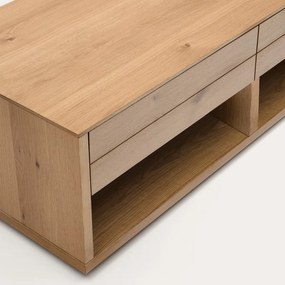 Kave Home Alguema Eiken Salontafel Met Lades - 140 X 60cm.