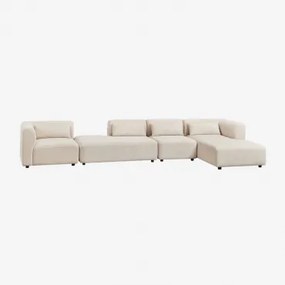 Rechtse Modulaire 4-delige Chaise Longue Bank Met Divan Fogler Linnen Fluweel Linnenbeige - Sklum