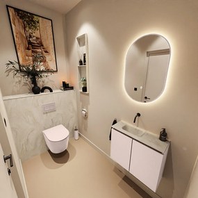 Mondiaz Ture DLux toiletmeubel 60cm rosee met wastafel ostra links zonder kraangat