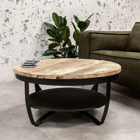 Dimehouse | Salontafel Baldo diameter 90 cm x hoogte 43 cm x dikte 3 cm bruin salontafels mangohout tafels meubels | NADUVI outlet