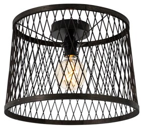 Landelijke plafondlamp zwart rotan 40 cm IP44 - Calamus