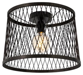 Buitenlamp Landelijke plafondlamp zwart rotan 40 cm IP44 - Calamus Landelijk E27 IP44 Buitenverlichting rond