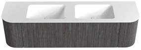Mondiaz Kurve 170cm badmeubel ronding links/rechts shadow met 1 lade en 2 deuren en wastafel cloud dubbel zonder kraangat