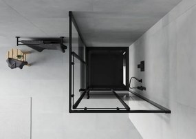 Mexen Rio vierkante douchecabine 80 x 80 cm, zwarte strepen, zwart + Flat douchebak, zwart - 860-080-080-70-20-4070B