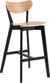 ROXY Natuurlijk Eiken / Zwart Onderstel – HOUTEN BARSTOEL VOOR KEUKEN, WOONKAMER EN RESTAURANT IN RETROSTIJL
