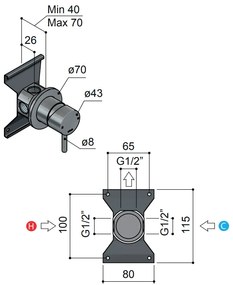 Hotbath Archie inbouw douche mengkraan gunmetal geborsteld PVD