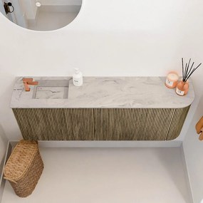 Mondiaz Joya DLux 110cm toiletmeubel ronding rechts dusk met wastafel faye links 1 kraangat glace