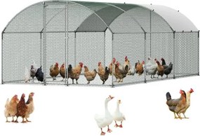 VEVOR kippenhok, 3x6x2 m, inloopren met overkapping, kippenhok met dubbel dak en veiligheidsslot, eenden- en konijnenhok, pluimveeverblijf voor achtertuin, boerderij, erf