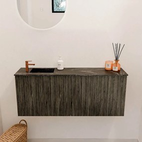 Mondiaz Joya DLux 100cm toiletmeubel shadow met wastafel faye links 1 kraangat lava