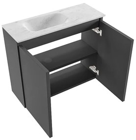 Mondiaz Ture DLux toiletmeubel 60cm dark grey met wastafel opalo links zonder kraangat