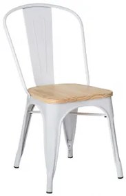 Set Van 4 Stapelbare Eetkamerstoelen Van Hout En Staal Lix Wit & Natuurlijk Hout - Sklum