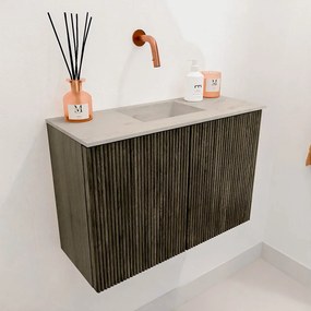 Mondiaz Joya DLux 60cm toiletmeubel shadow met wastafel faye midden zonder kraangat opalo