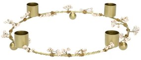 Kandelaar, messing, ring met besjes, 23 cm
