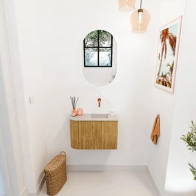 Mondiaz Joya DLux 60cm toiletmeubel ronding links oak met wastafel faye rechts zonder kraangat opalo