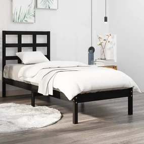 vidaXL Bedframe massief hout zwart 90x200 cm