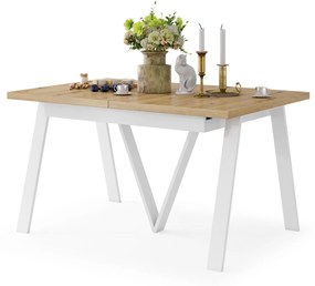 AVERY eik Artisan / onderkant wit - LOFT/INDUSTRIËLE TAFEL VOOR WOONKAMER / EETKAMER UITKLAPBAAR TOT 290 cm!