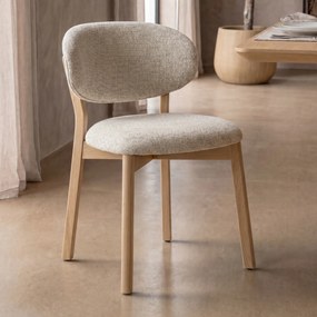 Eleonora Mikky Luxe Eetkamerstoel Eiken Taupe En Stof