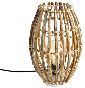 Landelijke tafellamp bamboe met wit - Canna Capsule Landelijk E27 ovaal Binnenverlichting Lamp