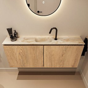 Mondiaz Ture DLux toiletmeubel 120cm washed oak met wastafel frappe midden met kraangat