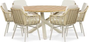 Tuinset 6 personen 150 cm Aluminium/rope Taupe Coco Antoni/Ancona