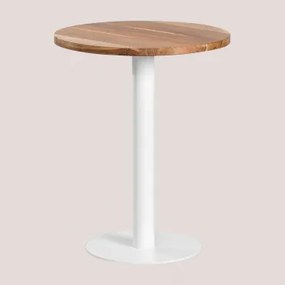 Ronde Barkruk Van Acaciahout Xiren Acaciahout - Wit & Ø60 Cm - Sklum