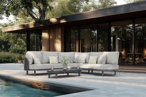 Hoek loungeset 5 personen Aluminium/rope Grijs  Santika Furniture Santika
