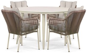 Tuinset 4 personen 120 cm Aluminium/rope Taupe Lifestyle Garden Furniture Marbella/Vienna