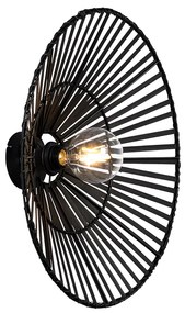 Oosterse wandlamp zwart bamboe rond - PuaOosters E27 Binnenverlichting Lamp