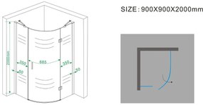 Mueller Irene 1/4 douchecabine rechts RS 900x900 Anti-kalk