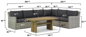 Dining Loungeset 6 personen Wicker Grijs  Garden Collections Giardino/Brighton