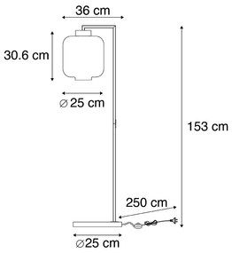 Design vloerlamp zwart met smoke glas - Qara Down Design E27 Binnenverlichting Lamp