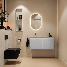 Mondiaz Ture DLux toiletmeubel 100cm plata met wastafel opalo links zonder kraangat