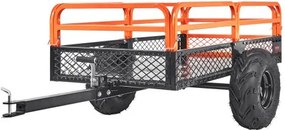 VEVOR Heavy-Duty zitmaaier kiepwagen met 680 kg laadvermogen, trekhaak met kantelbare laadbak, aanhanger met opvouwbare zijwanden, oranje ATV UTV kiepwagen