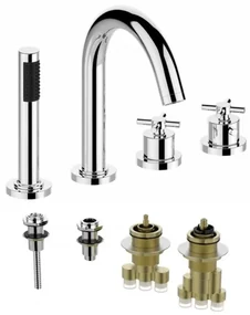 Wiesbaden Cross 4 gats badrandthermostaat chroom incl inbouwdeel sw62532/sw68919
