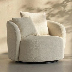 Grote Fauteuil Rond Met Kussens Beige