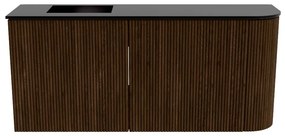 Mondiaz Joya 90cm toiletmeubel ronding rechts walnut met wastafel faye links 1 kraangat urban