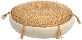 Atmosphera Ritual vloerkussen - Gerecycled Jute - Beige Motief - Extra Dikte - Diameter 38 x h8 cm
