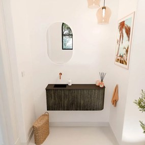 Mondiaz Joya 100cm toiletmeubel ronding rechts shadow met wastafel faye links zonder kraangat urban