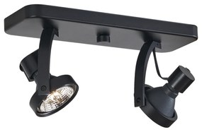 Design plafondSpot / Opbouwspot / Plafondspot zwart GU10 70mm 2-lichts draai- en kantelbaar - Vo Design GU10 rond Binnenverlichting Lamp