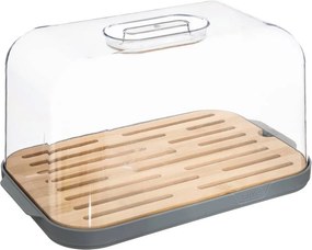 5Five Basic Broodtrommel - 28 x 18 x 15 cm - Transparant/Bamboe - 7.5 Liter