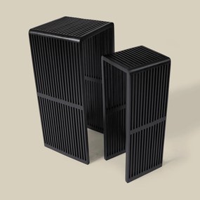 Zuilen Set Teak Latjes Zwart