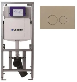 Geberit Inbouwreservoir - UP320 - QeramiQ push bedieningsplaat - dualflush - ronde knoppen - kunststof taupe mat SW1102378 0701131