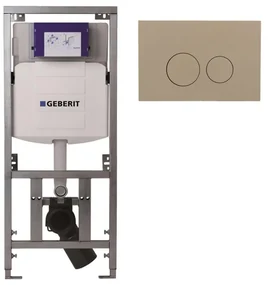 Geberit Inbouwreservoir - UP320 - QeramiQ push bedieningsplaat - dualflush - ronde knoppen - kunststof taupe mat SW1102378 0701131